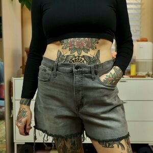 Madewell Women's Gray High Rise Denim Cut Off Shorts